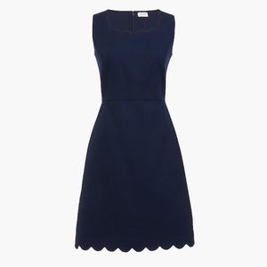 J.Crew Basketweave Scallop-Edge Dress Navy NWT